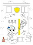 Buchcover und Innenansicht für das Buch: Mon ami le pompier - Bloc à colorier