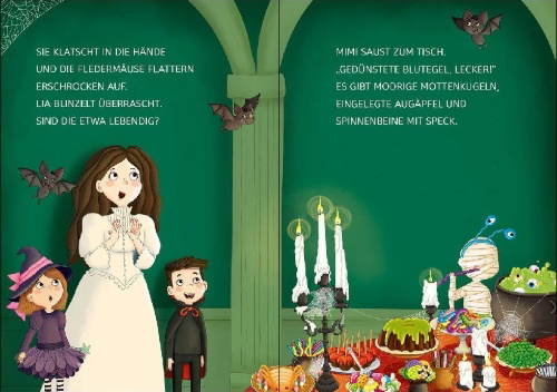 Buchcover und Innenansicht für das Buch: Leselöwen 1. Klasse - Willkommen im Spukschloss! (Großbuchstabenausgabe)