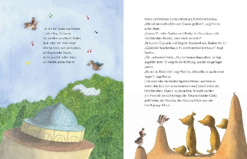 Buchcover und Innenansicht für das Buch: Erdmännchen Gustav und seine lustigsten Abenteuer