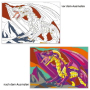 Buchcover und Innenansicht für das Buch: Malen nach Zahlen - Drachen