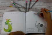 Buchcover und Innenansicht für das Buch: Mein buntes Kritzel-Malbuch (Elefant)
