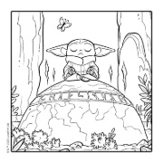 Buchcover und Innenansicht für das Buch: Star Wars The Mandalorian: Cozy Coloring - Das entspannte Malbuch
