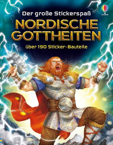 Buchcover und Innenansicht für das Buch: Der große Stickerspaß: Nordische Gottheiten