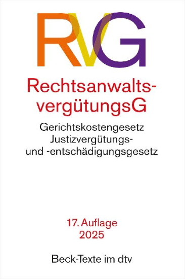 Buchcover und Innenansicht für das Buch: Rechtsanwaltsvergütungsgesetz. RVG