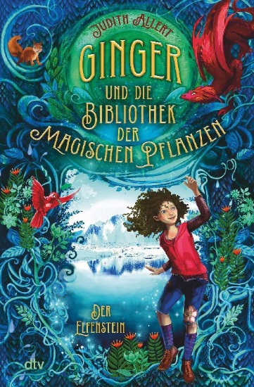 Buchcover und Innenansicht für das Buch: Ginger und die Bibliothek der magischen Pflanzen - Der Elfenstein