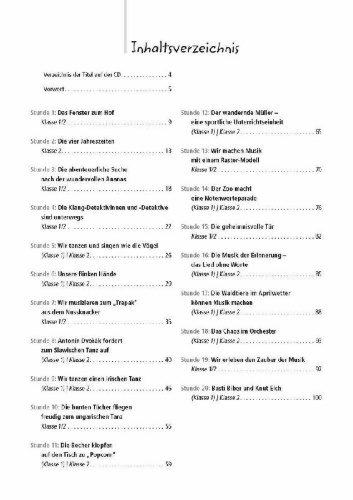 Buchcover und Innenansicht für das Buch: 20 x Musik für 45 Minuten - Klasse 1/2 - Band 2