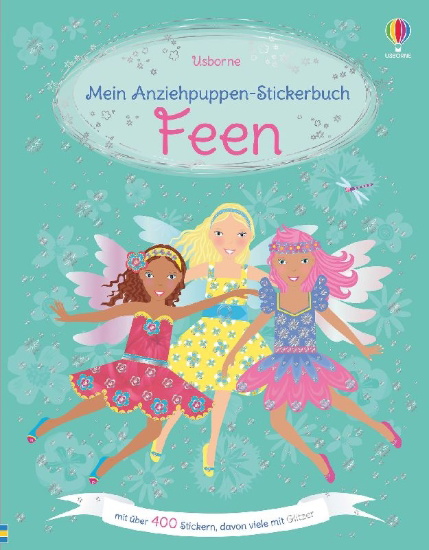 Buchcover und Innenansicht für das Buch: Mein Anziehpuppen-Stickerbuch: Feen