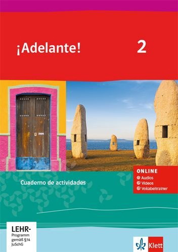 Buchcover und Innenansicht für das Buch: ¡Adelante! 2. Cuaderno de actividades mit Audios, Videos und Vokabeltrainer 2. Lernjahr