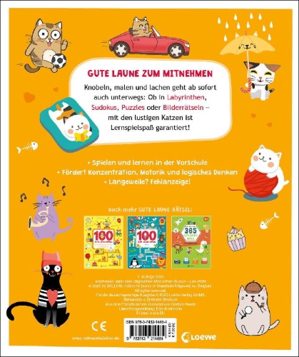 Buchcover und Innenansicht für das Buch: Mon cahier de jeux - Les chats (OT)
