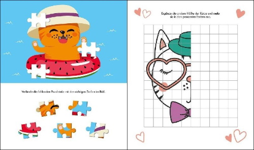 Buchcover und Innenansicht für das Buch: Mon cahier de jeux - Les chats (OT)
