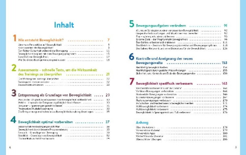 Buchcover und Innenansicht für das Buch: Beweglichkeit beginnt im Gehirn