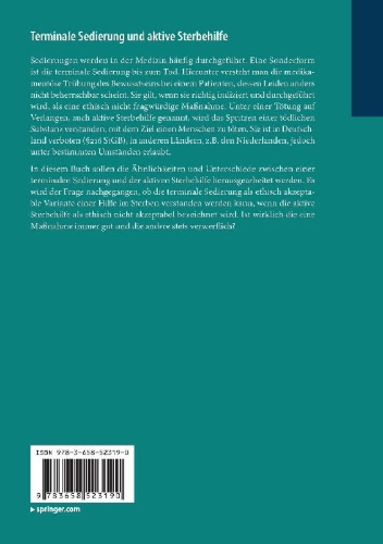 Buchcover und Innenansicht für das Buch: Terminale Sedierung und aktive Sterbehilfe