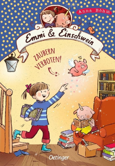 Buchcover und Innenansicht für das Buch: Emmi & Einschwein 7. Zaubern verboten!