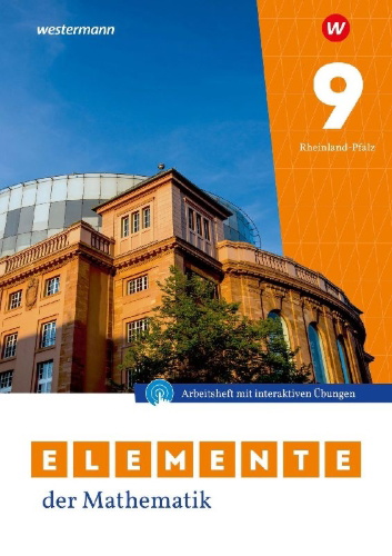 Buchcover und Innenansicht für das Buch: Elemente der Mathematik SI 9. Arbeitsheft mit Lösungen und Interaktiven Übungen. Ausgabe für Rheinland-Pfalz