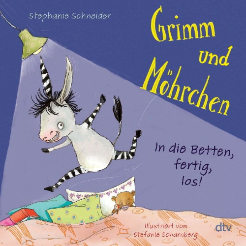 Buchcover und Innenansicht für das Buch: Grimm und Möhrchen - In die Betten, fertig, los!