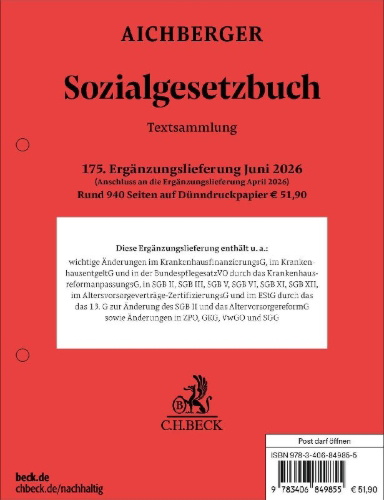 Buchcover und Innenansicht für das Buch: Sozialgesetzbuch  175. Ergänzungslieferung