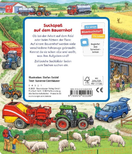 Buchcover und Innenansicht für das Buch: Sachen suchen - Bauernhof-Fahrzeuge