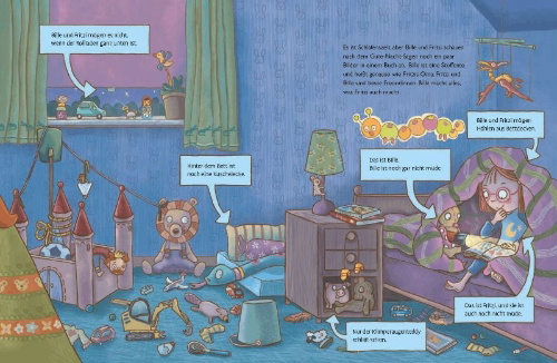 Buchcover und Innenansicht für das Buch: Fritzi und Bille - Bloß nicht allein ins Bett