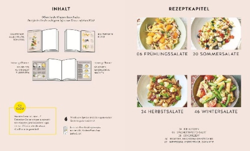 Buchcover und Innenansicht für das Buch: 1 Nudel - 40 Salate