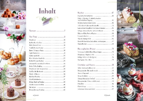 Buchcover und Innenansicht für das Buch: Das inoffizielle Kochbuch zu Bridgerton
