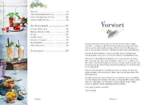 Buchcover und Innenansicht für das Buch: Das inoffizielle Kochbuch zu Bridgerton