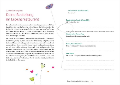 Buchcover und Innenansicht für das Buch: Mein GlücksTagebuch