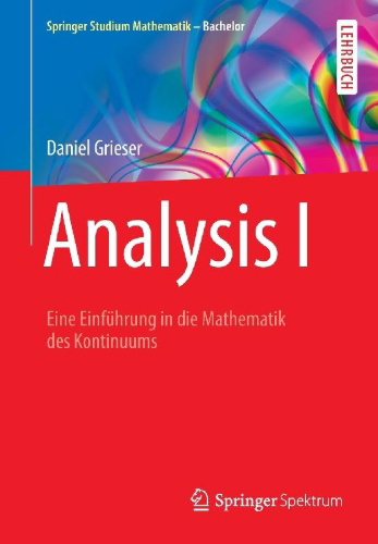 Buchcover und Innenansicht für das Buch: Analysis I