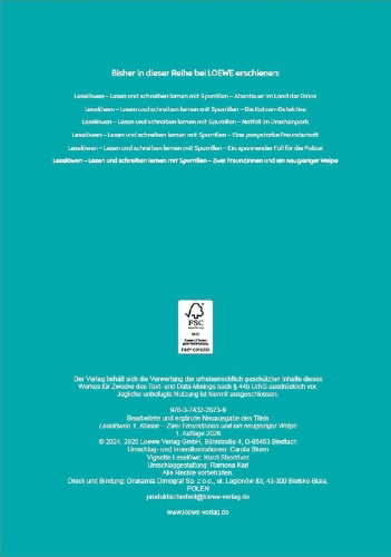 Buchcover und Innenansicht für das Buch: Leselöwen - Lesen und schreiben lernen mit Spurrillen - Zwei Freundinnen und ein neugieriger Welpe