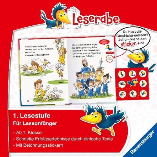 Buchcover und Innenansicht für das Buch: Leserabe 1. Lesestufe - Fußballgeschichten