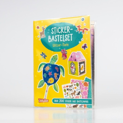 Buchcover und Innenansicht für das Buch: Bastelset für Kinder: Sticker-Bastelset: Glitzer-Tiere