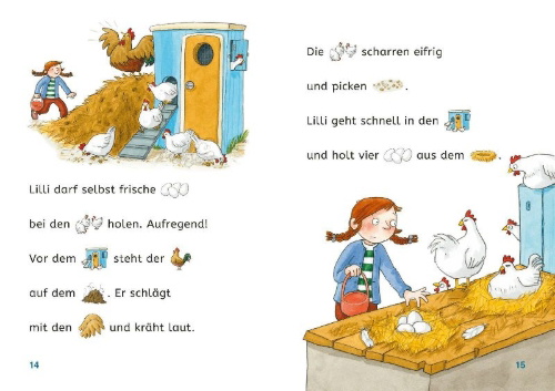 Buchcover und Innenansicht für das Buch: Leseprofis - Mit Bildern lesen lernen: Wirbel auf dem Bauernhof, Erstes Lesen