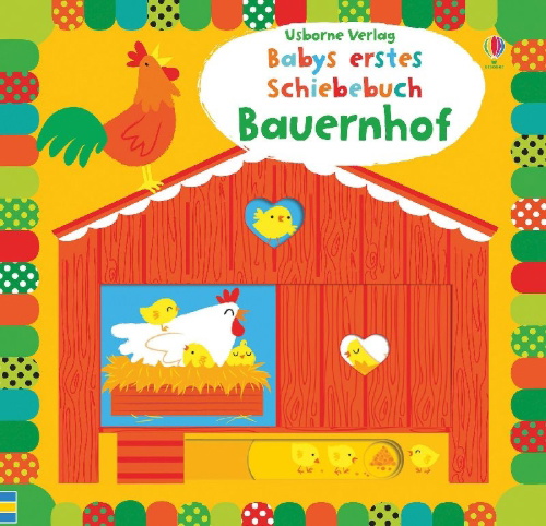 Buchcover und Innenansicht für das Buch: Babys erstes Schiebebuch: Bauernhof
