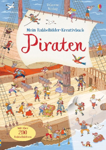 Buchcover und Innenansicht für das Buch: Mein Rubbelbilder-Kreativbuch: Piraten