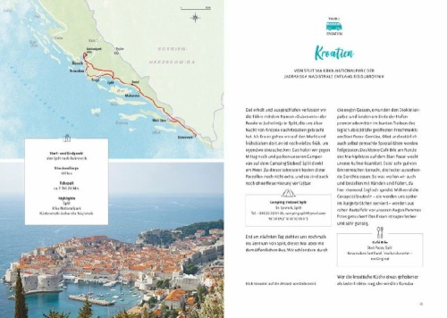 Buchcover und Innenansicht für das Buch: On the Road Mit dem Campervan durch Europa