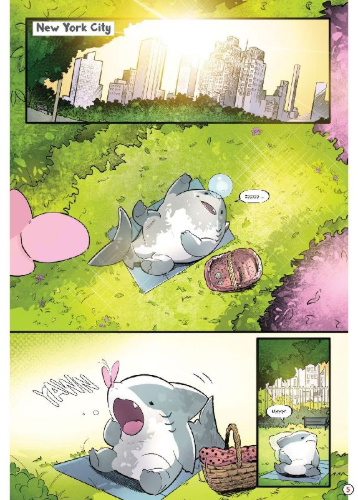 Buchcover und Innenansicht für das Buch: Jeff the Land Shark (2025) #1-#5