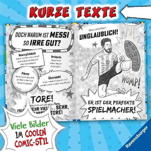 Buchcover und Innenansicht für das Buch: Football Superstars. Messi Rules