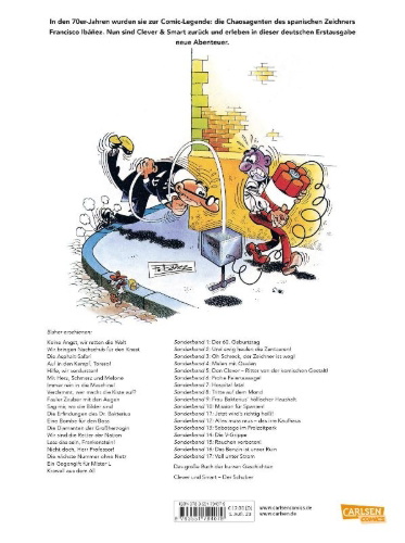 Buchcover und Innenansicht für das Buch: Mortadelo y Filemon: El coche eléctrico