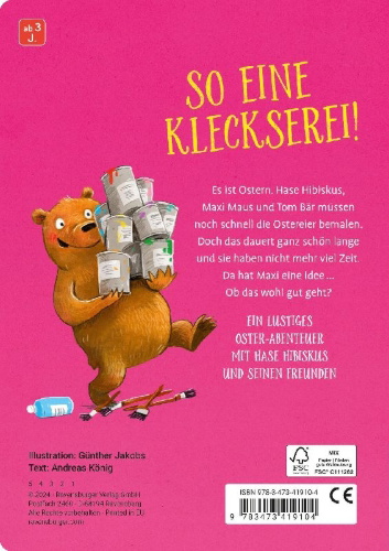 Buchcover und Innenansicht für das Buch: Hase Hibiskus und die Oster-Kleckserei