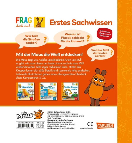 Buchcover und Innenansicht für das Buch: Frag doch mal ... die Maus: Müllabfuhr und Recycling