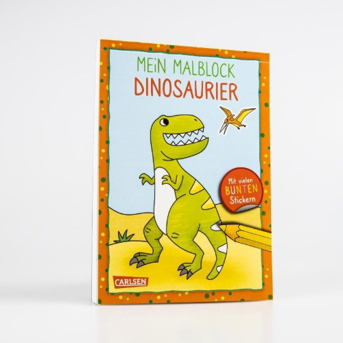 Buchcover und Innenansicht für das Buch: Mein Malblock: Dinosaurier