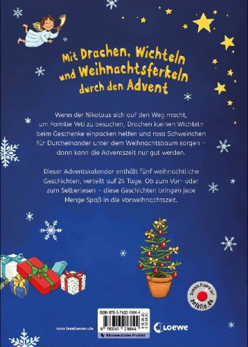 Buchcover und Innenansicht für das Buch: Leselöwen-Adventskalender für Erstleser