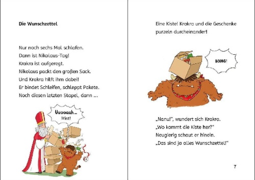 Buchcover und Innenansicht für das Buch: Leselöwen-Adventskalender für Erstleser