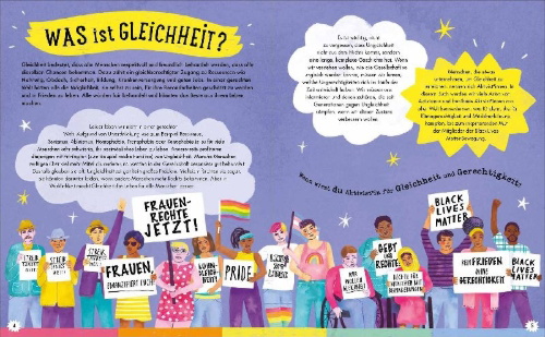 Buchcover und Innenansicht für das Buch: Activists assemble: We are All equal