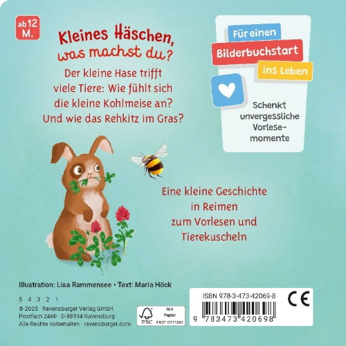 Buchcover und Innenansicht für das Buch: Mein liebstes Vorlese-Fühlbuch - Der kleine Hase