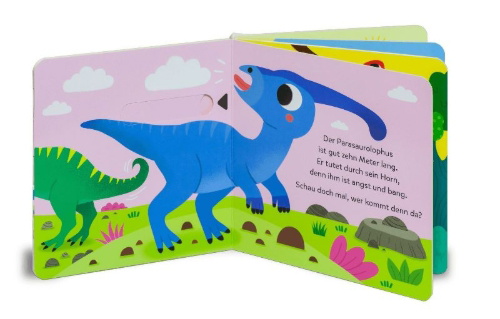 Buchcover und Innenansicht für das Buch: Mein Schieb & Guck-mal-Buch: Wo sind die Dinos?