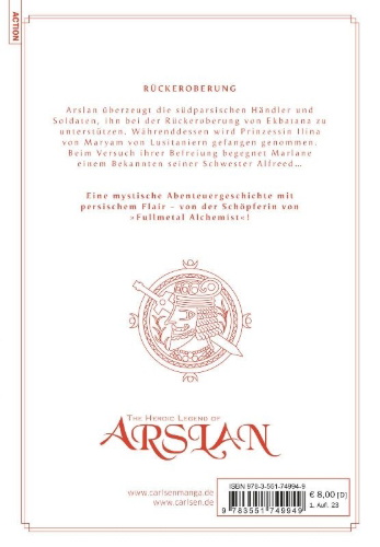 Buchcover und Innenansicht für das Buch: Arslan Senki