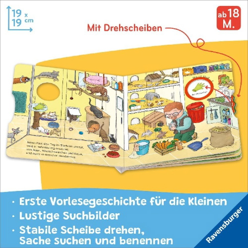Buchcover und Innenansicht für das Buch: Wo ist bloß ...? - Mein Tier-Buch zum Sachen suchen