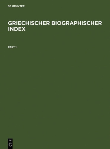 Buchcover und Innenansicht für das Buch: Griechischer Biographischer Index