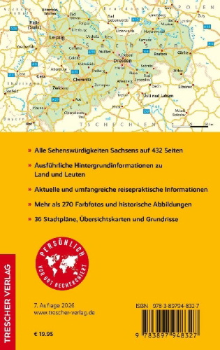 Buchcover und Innenansicht für das Buch: TRESCHER Reiseführer Sachsen