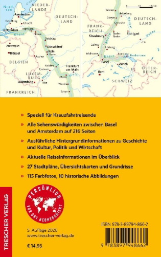 Buchcover und Innenansicht für das Buch: TRESCHER Reiseführer Flusskreuzfahrten Rhein